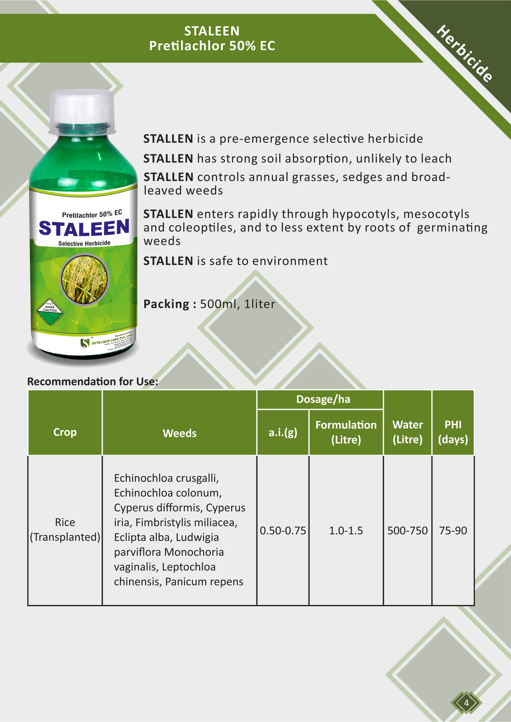 Pre Emergent Herbicide